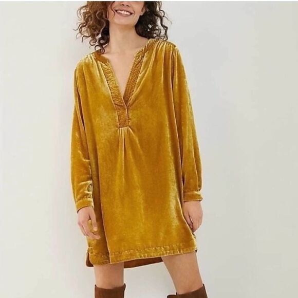 Anthropologie Velvet Gold Tunic Dress Size XS NWT - Picture 3 of 15